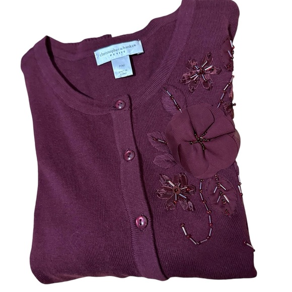 Christopher & Banks Maroon Blouse Size Medium Petite - Picture 8 of 9